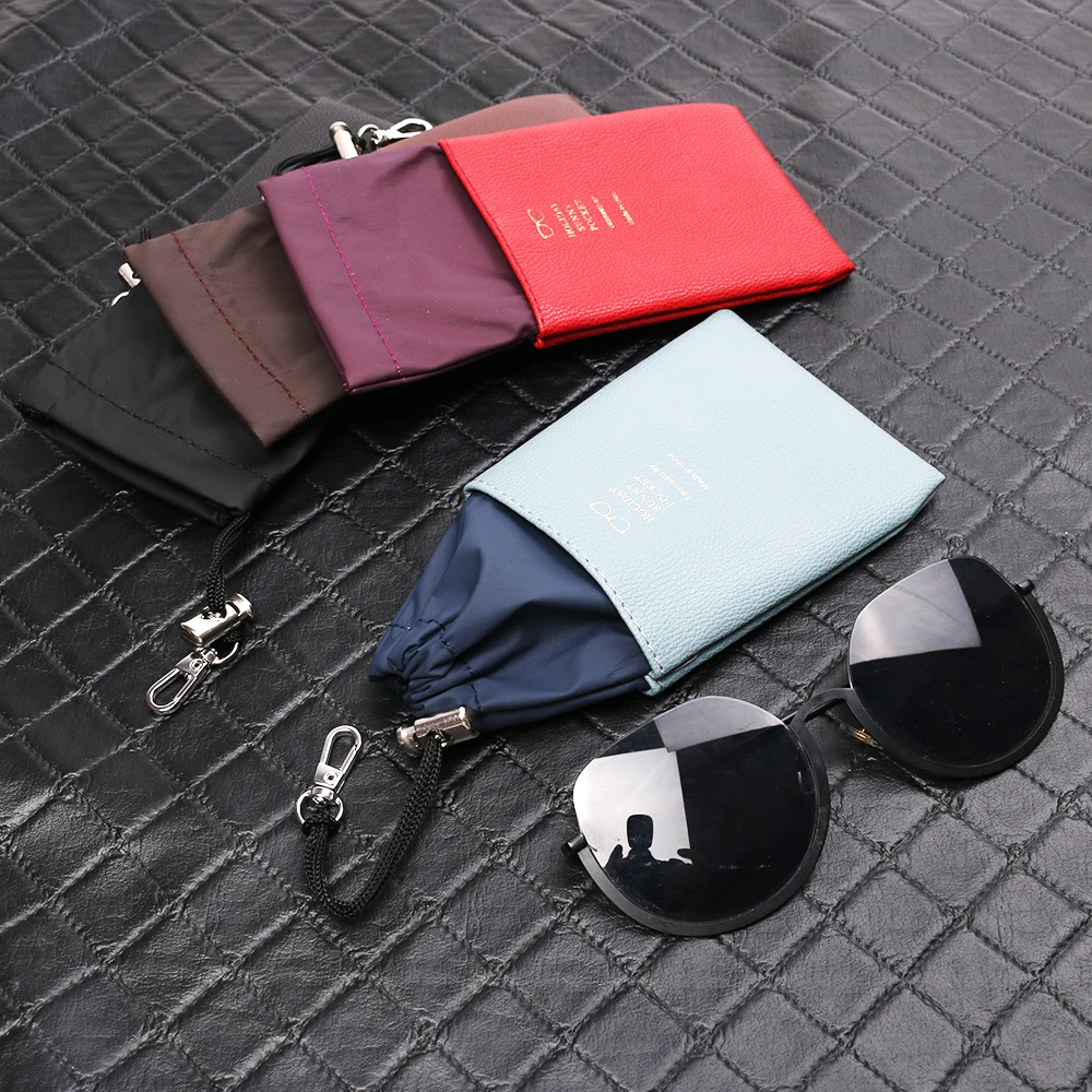 Soft PU Leather Drawstring Glasses Bags Men And Women Sunglasses Protector Pouch Reading Glasses Organizer Eyewear Storage Bag