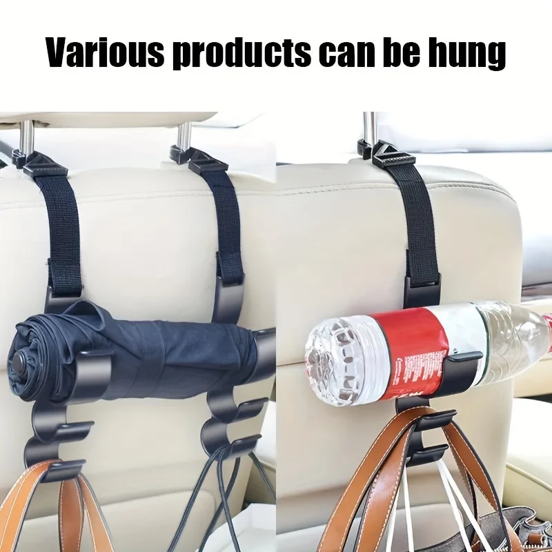 2pcs Car Back Seat Hook Multi-function Rear Seat Headrest Hanging Hook Umbrella Holder Seat Back Storage Hook Auto Interior Tool