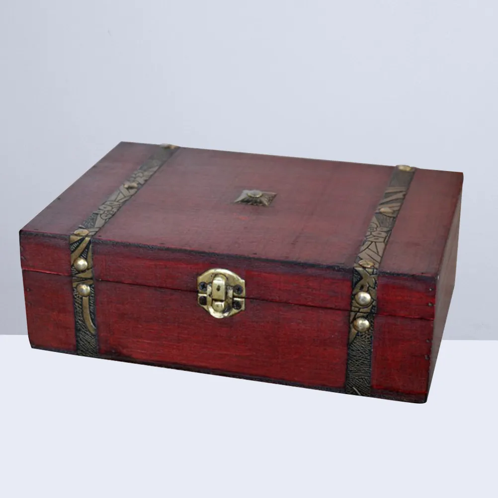 

Jewelry Box Wooden Storage Organizer Vintage Design Rusty Bronze Carved Fasteners No Lock Included Perfect Gift Idea