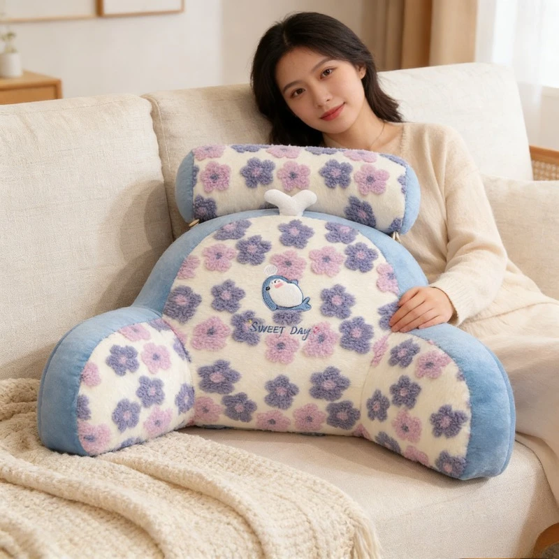 

Подушка-валик из овечьей шерсти для кровати, татами, для защиты поясницы, большая спинка, мягкая и удобная подушка для офиса и дивана