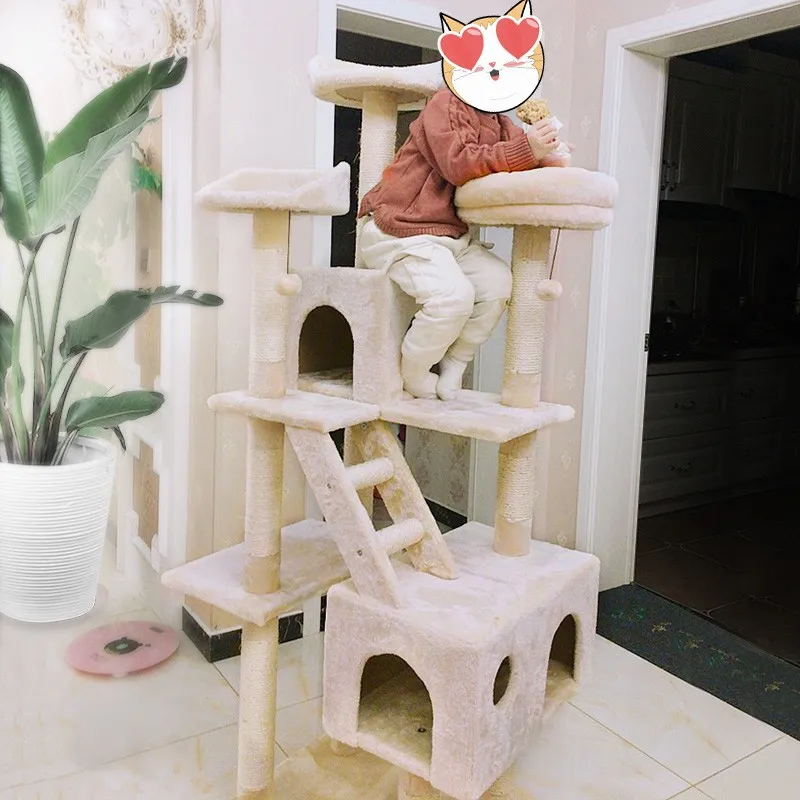 Cat Climbing Frame Nest Tree Integrated Scratching Frame  Sisal Cat Scratching Board  Large Scratching Column