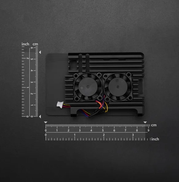 Raspberry Pi 5-Gehäuse aus Aluminiumlegierung mit zwei Lüftern |   Automatische Temperaturkontrolle |   Wärmeableitungsgehäuse und vorgeprüftes Wärmeleitpad