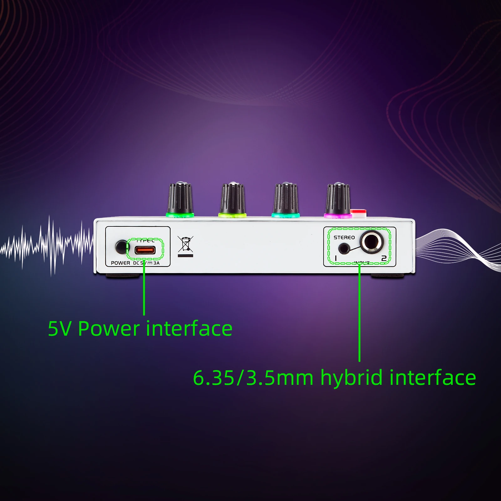 Bolanle PH400 4-Kanal Stereo-Kopfhörerverstärker Verteilungssystem 600 Ohm Hohe Impedanz RGB-Beleuchtung Studio – Detail 8