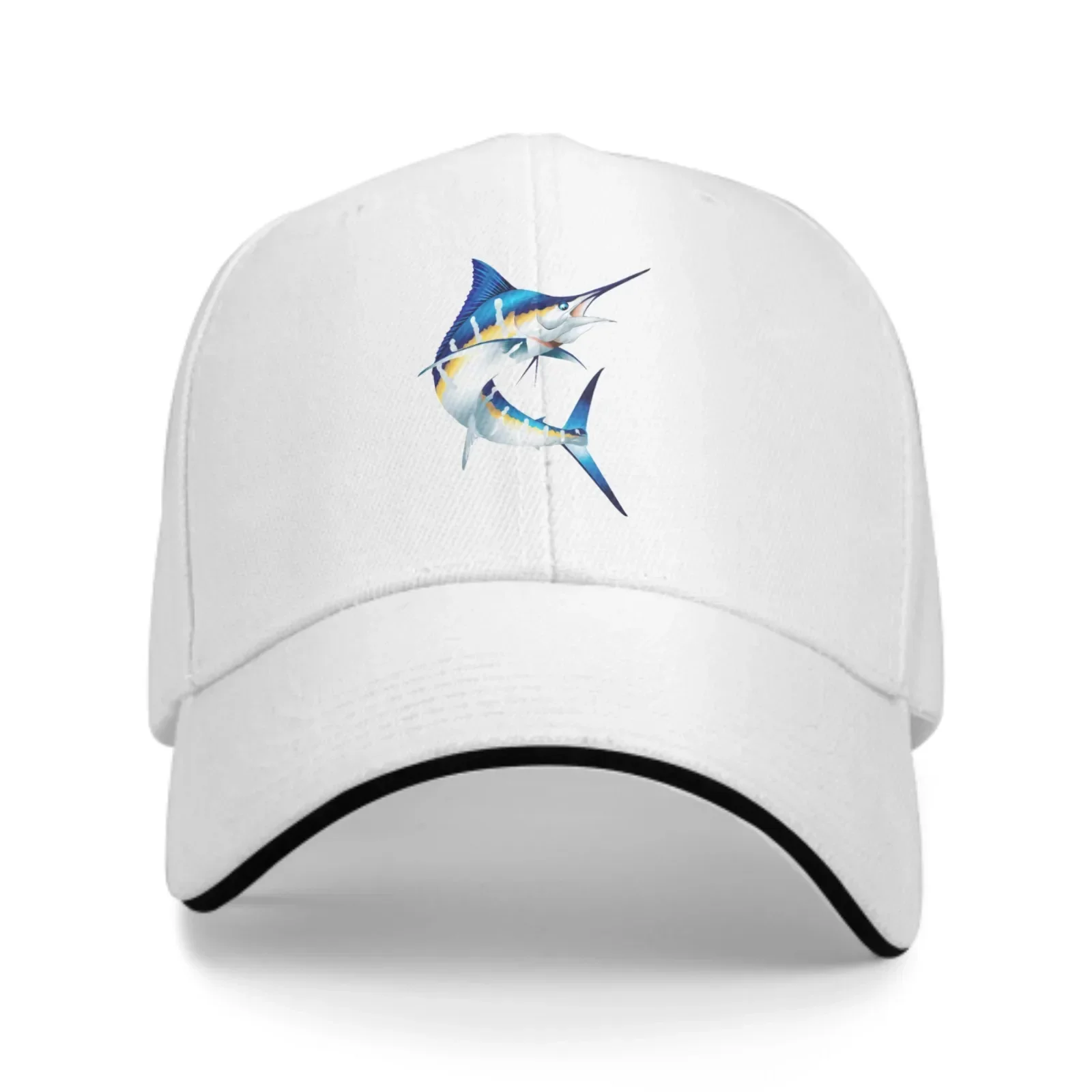 Adjustable Fashion Wild Caps Swordfish Print Washed Sandwich Caps Sports Outdoor Baseball Hat