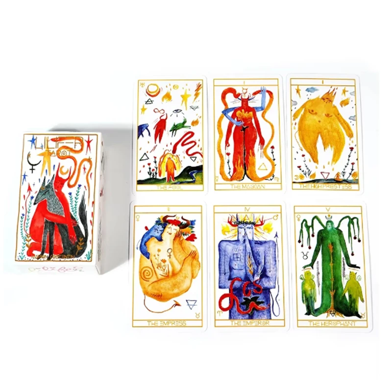 Lilifer Tarot 10.3*6 Cm 78 Cps Illustration Was Intuitively Painted By Hand with Watercolors Based on Rider Waite System
