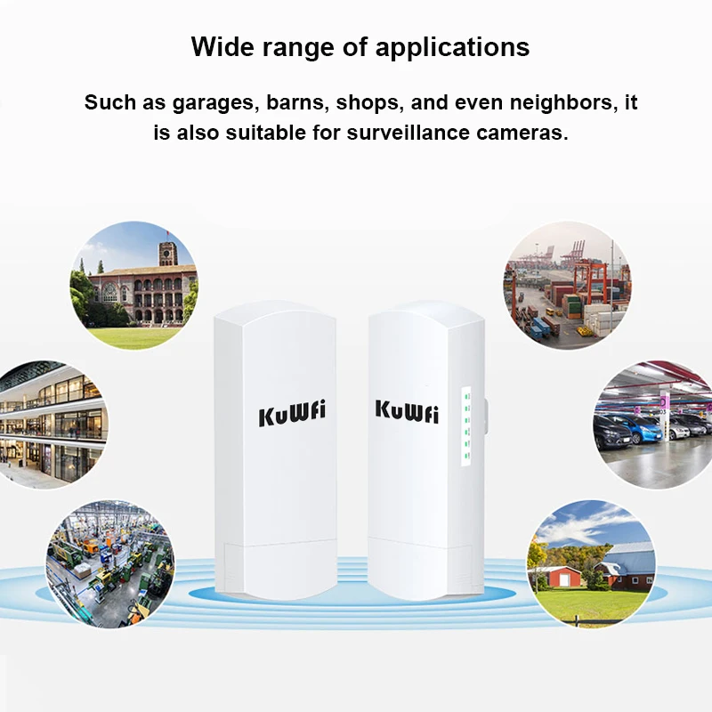 KuWFi 5.8G WIFI Router Outdoor Wireless 300Mbps Wifi Repeater Point to Point Wifi Signal Amplifier Increases Wifi Range 1-3KM