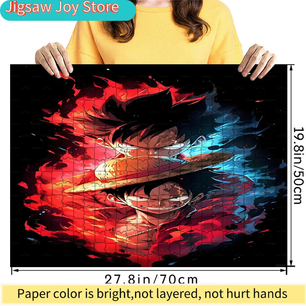 

Premium Paper Jigsaw Puzzle One Piece Monkey D. Luffy & Portgas D. Ace Red Blue Flame Brothers Scene Art High Quality Cardboard