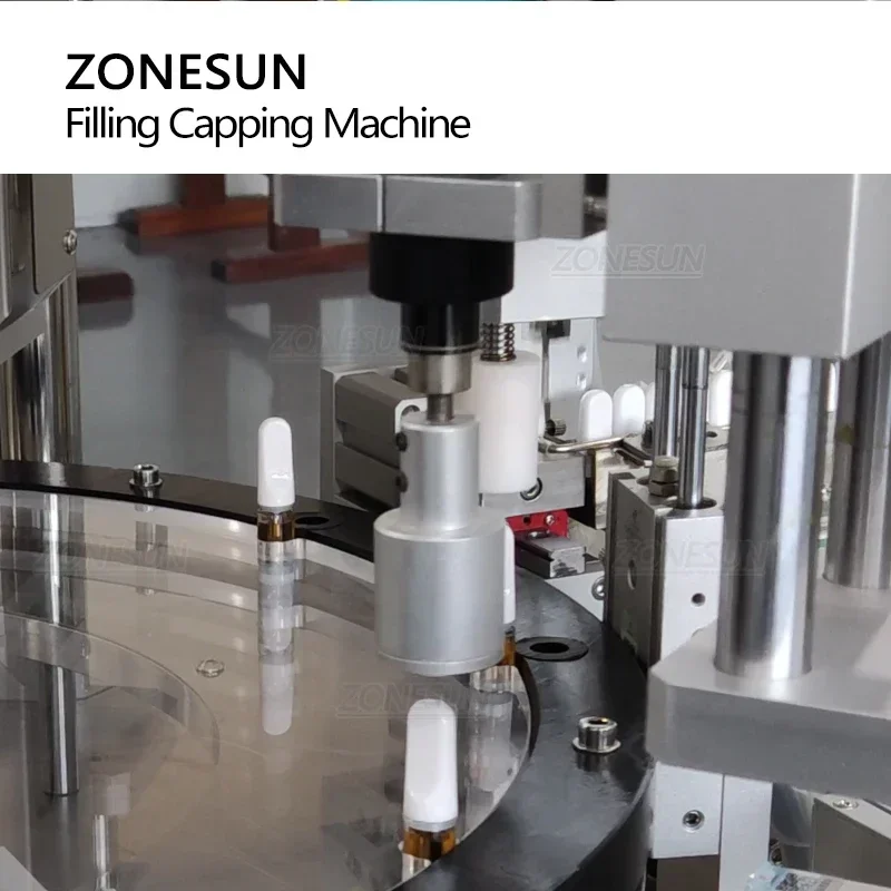 ZONESUN Automatische Abfüllmaschine für flüssigen Saft, Ölkartusche, Zerstäuber, Fläschchen, Spritze, Verpackung, Produktionslinie ZS-EL450