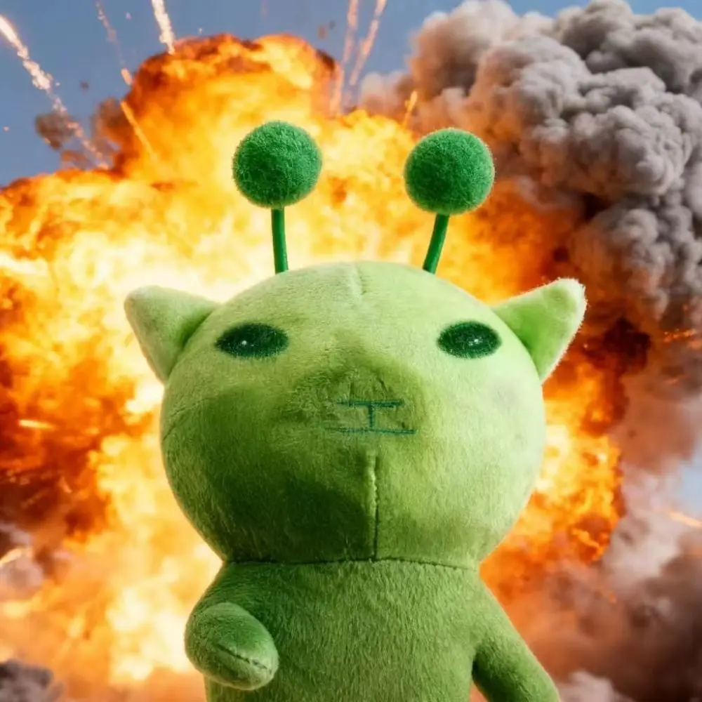 Creative Stuffed Animal Alien Cat Abstract Design Poseable Ugly Cute Plushie Deformable Green Cat Keychain