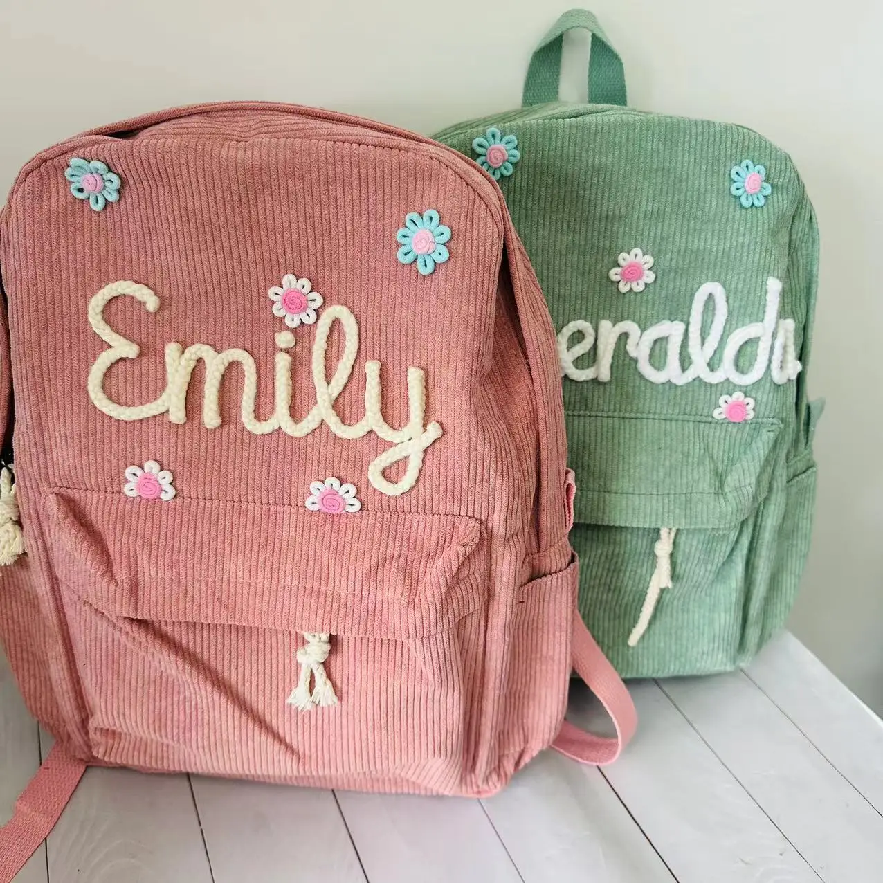 Mochila infantil personalizada, mochila de veludo bordado, de volta às aulas, mochila com nome do miúdo, bolsa escolar universitária, criança, com nome