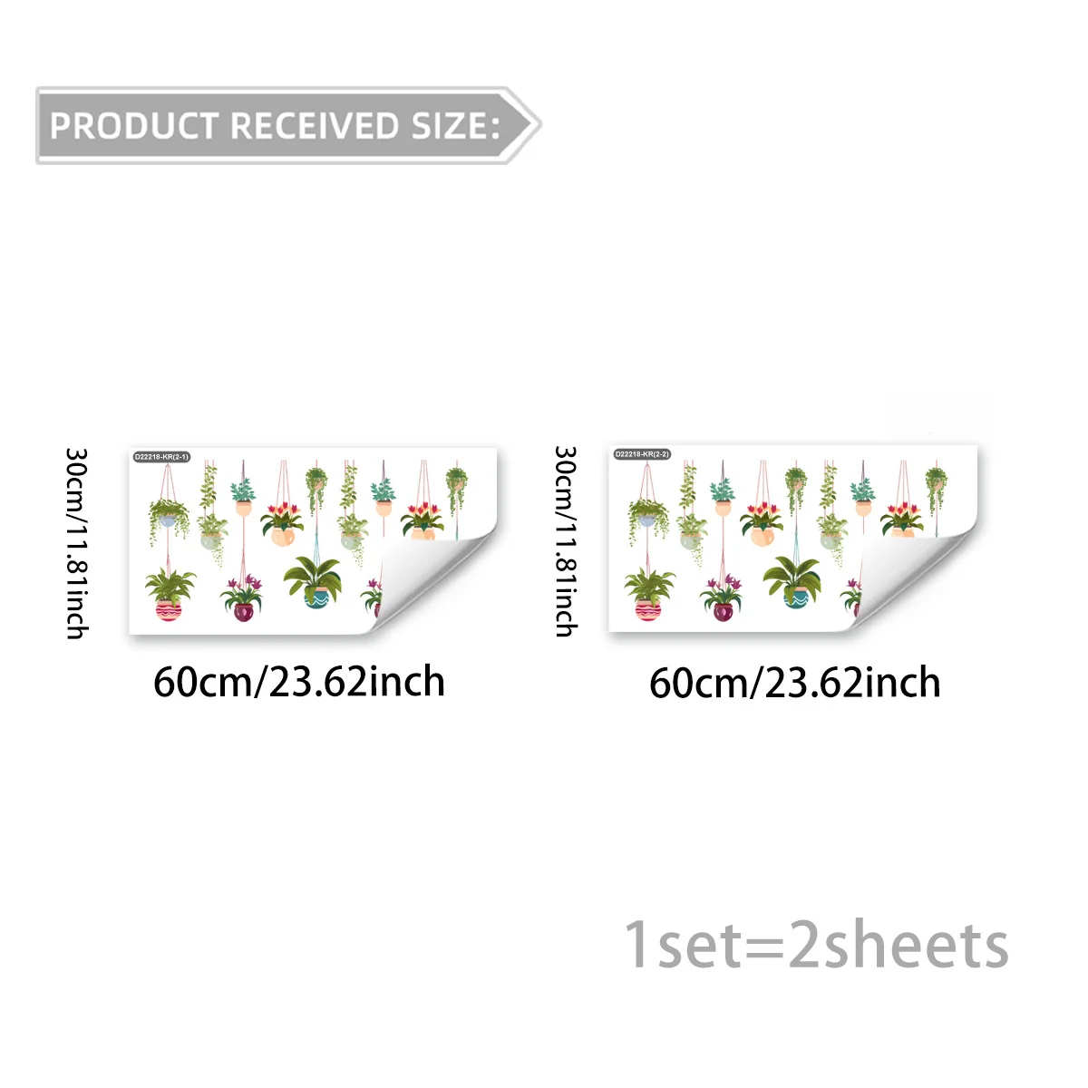 Double Sided PVC Static Cling Sticker for Windows Glass Doors Modern Hanging Basket Theme For Home Office Decoration White