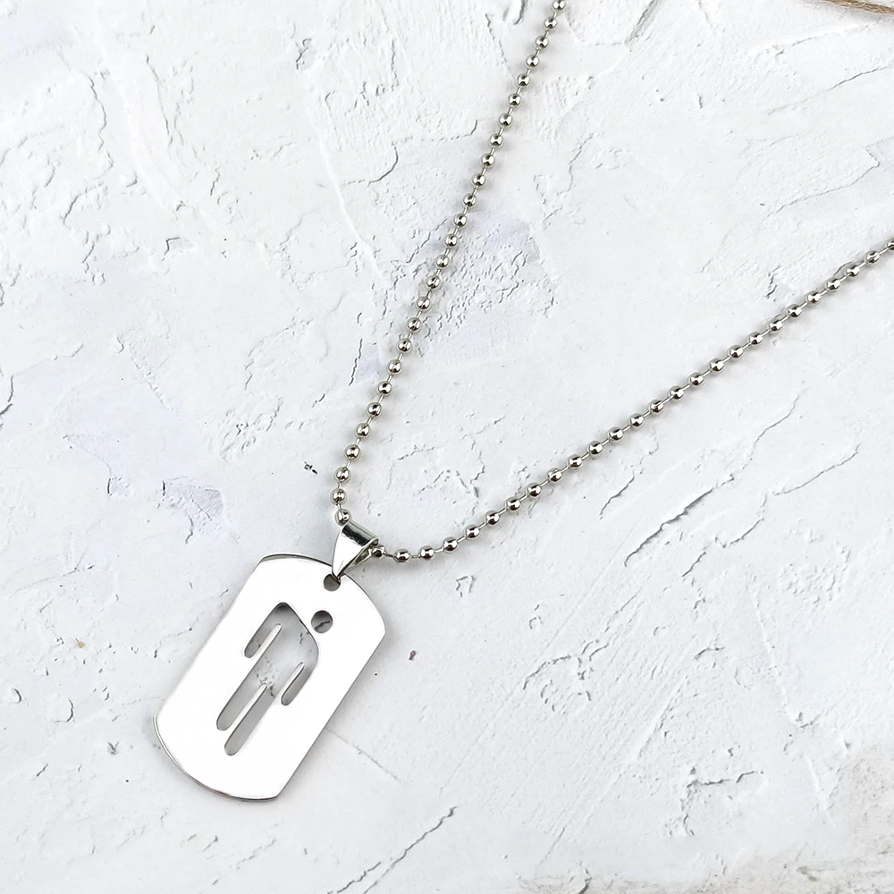 Fashion Skew Head Tag Stainless Steel Pendant Necklaces for Men Women Wholesale Hip Hop Jewelry Birthday Party Gifts