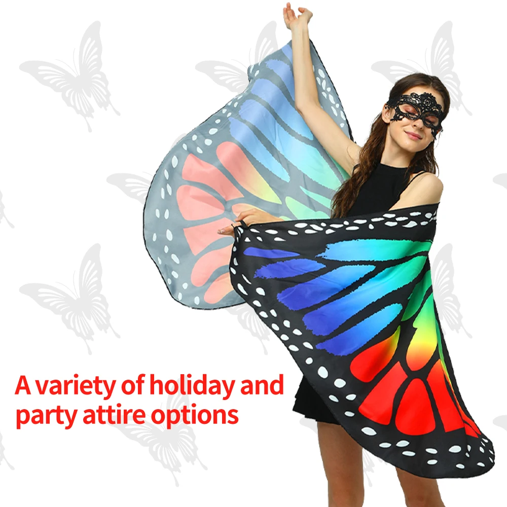 Ali di farfalla mantello accessori per giochi di ruolo Stage Dress up scialle Party Costume puntelli accessori per costumi con ala di farfalla sfumata