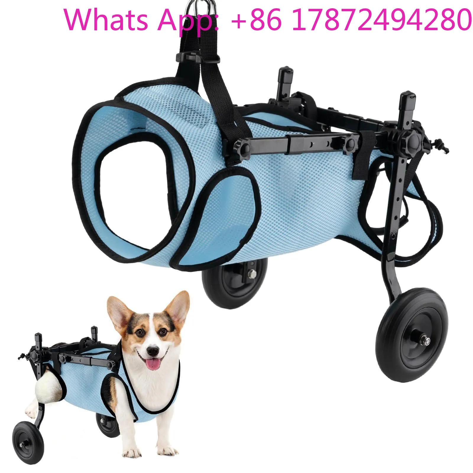 

Aluminum Alloy Adjustable Disabled Dog for Dogs Back Legs,Mobility Aid Rehabilitation Training Trolley for Small Pet