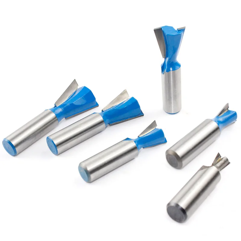 10PC/Set 1/2" 12.7MM 12MM Shank Milling Cutter Wood Carving Dovetail Joint Router Bit 14 Degree Woodworking Engraving Bit Cutter