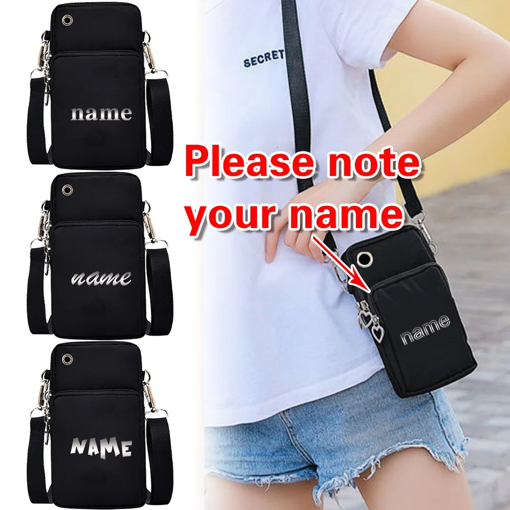 

Personalized Black Phone Bag Waist Belt Crossbody Bag Handbag Outdoor Sports Storage Bag