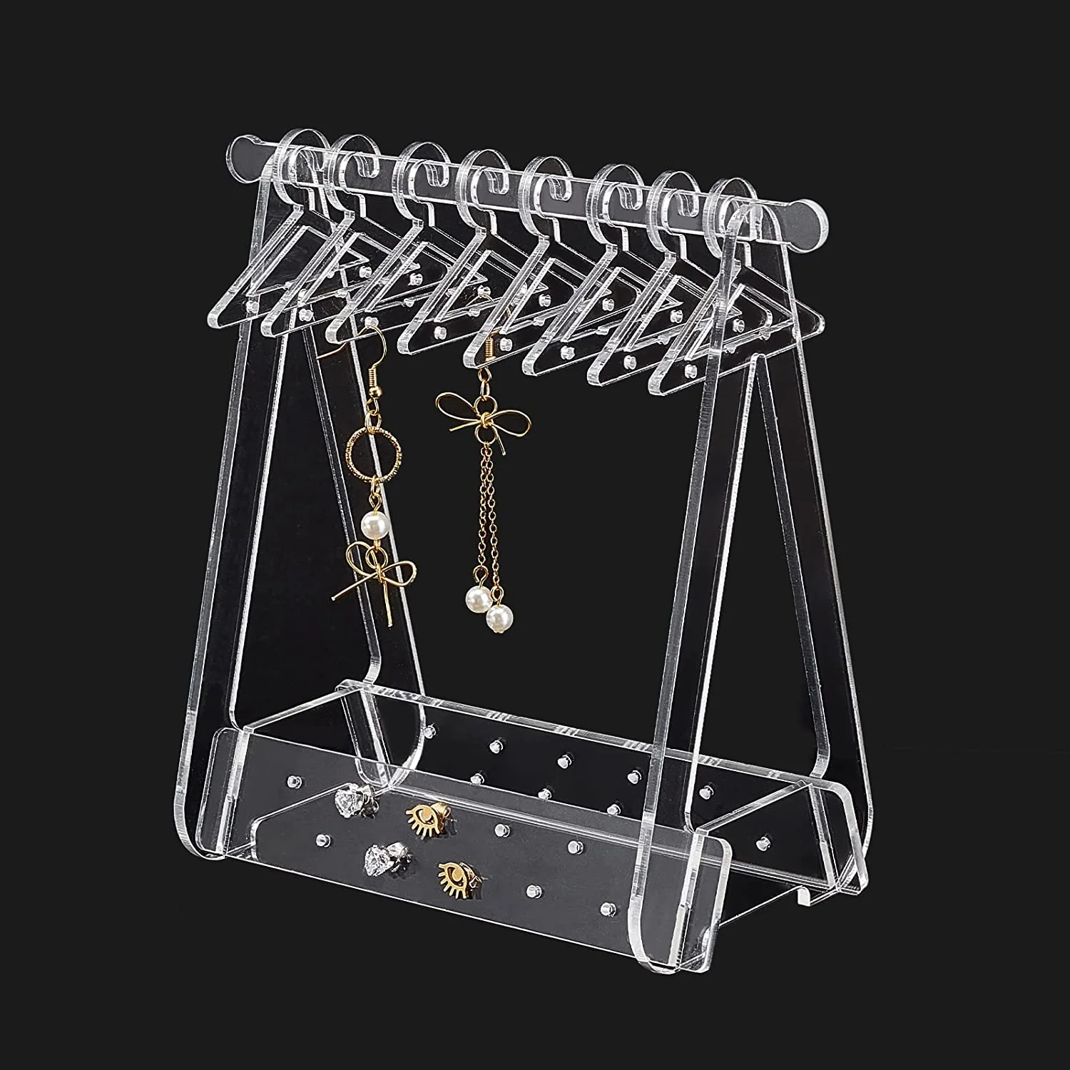 

Acrylic Earring Holder Stand,Cloth-Horse Shape Jewelry Display 26 Holes Dangle Earring Hanging Organizer