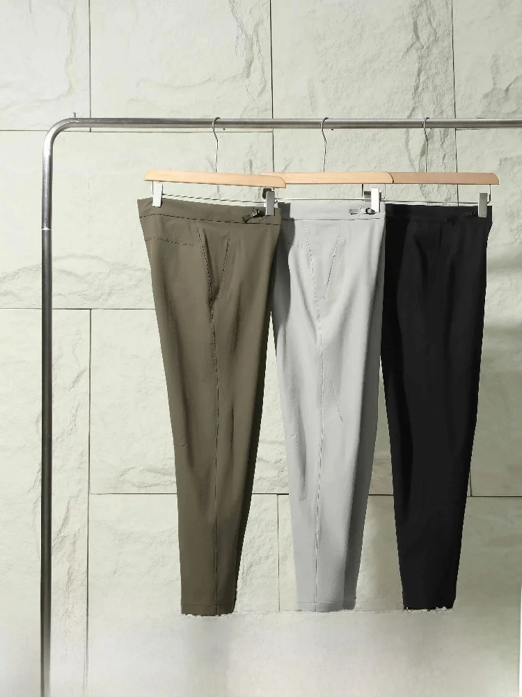 

Leavo Johnson Men's Spor Casual Pants High Elastic Qui Dry Breathable Spring Summer Long Trousers Youth Active Sle