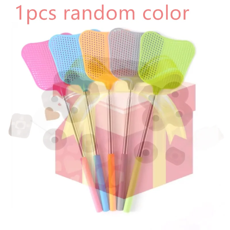 1pcs Telescopic Fly Swatters Durable Plastic Heavy Duty Flyswatter With Stainless Mosquito Repellent Tool Home Accessories Tools