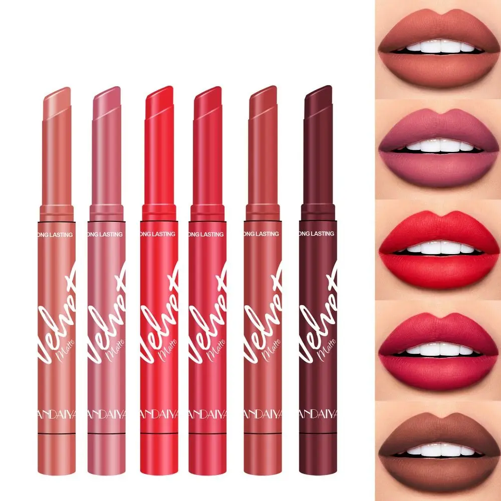 Lápiz labial mate portátil, tinte labial hidratante, lápiz labial de niebla de terciopelo que no se decolora, lápiz labial multicolor de larga duración, maquillaje de labios