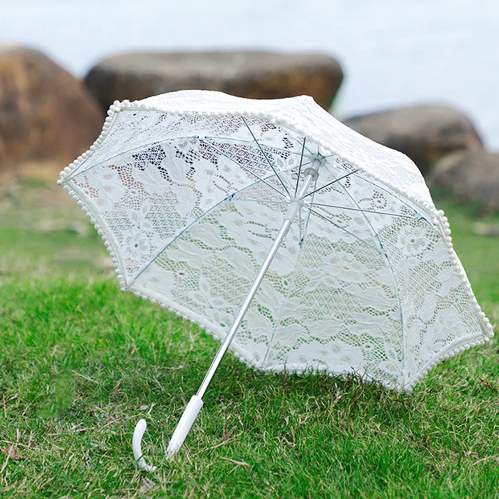 

White Lace Decorative Umbrella For Wedding Party Stage Performance Photography Props Umbrella For Kids