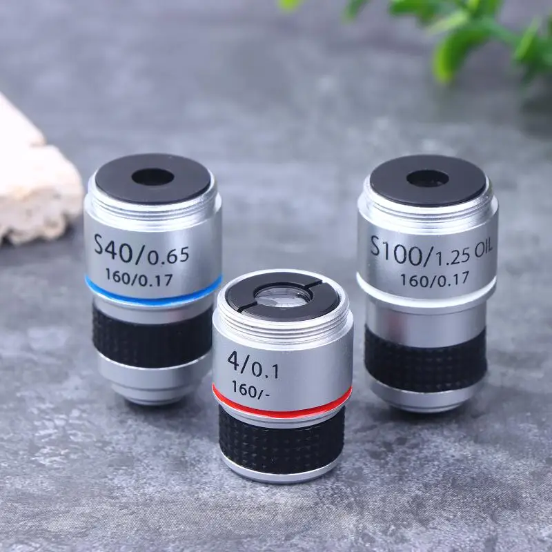 4X 40X 100X Achromatic Objective Lens, Durable Microscope Lens Adapters