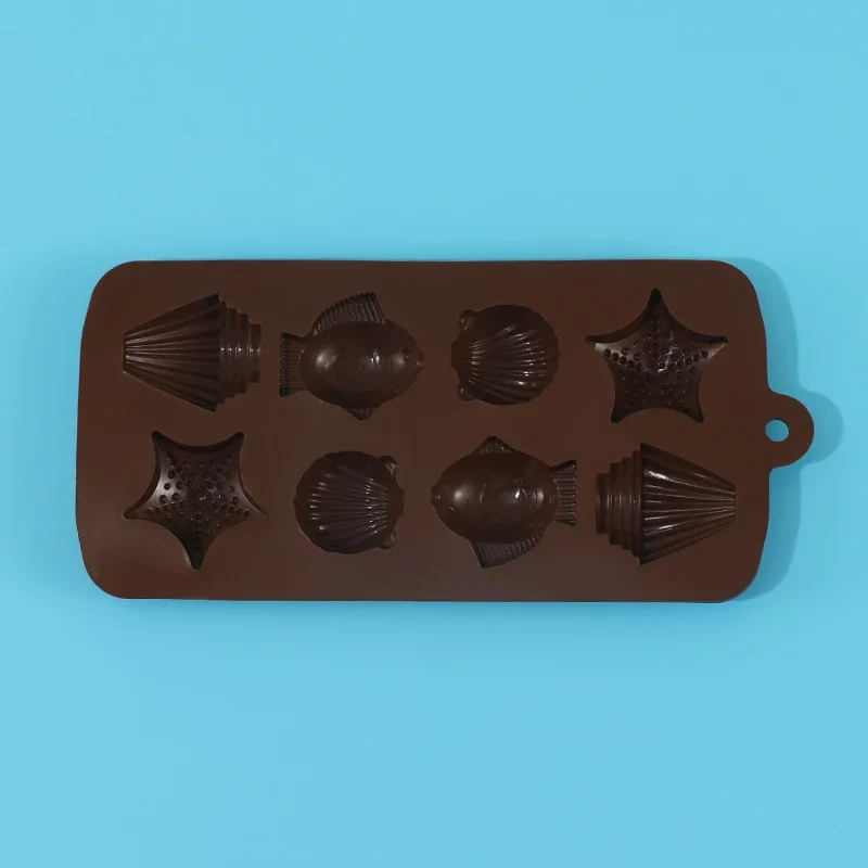 Chocolate Mold Silicone Baking Tool Starfish Tropical Fish Shell Shape Candy Cookies Chocolate DIY Nonstick Reusable Mold