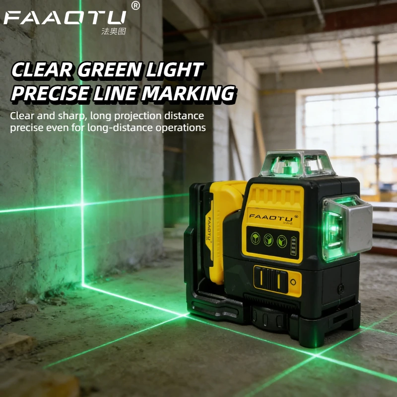 FAAOTU DW089LG 2025 Laser Level 12V Green Meter 360 Degree Horizontal & Vertical Outdoor Tool Suitable for Dewalt batteries