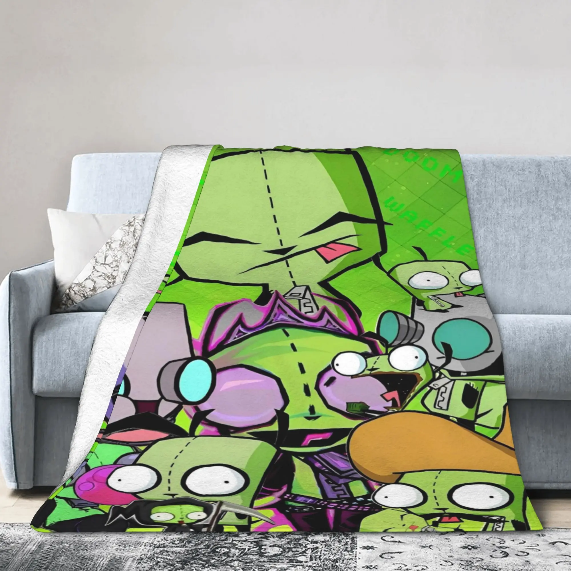 Invaders Zims Gir Cartoon Blanket Cover  Fleece Throw Blanket Summer Air Conditioning Decoration Lightweight Bedsprea,