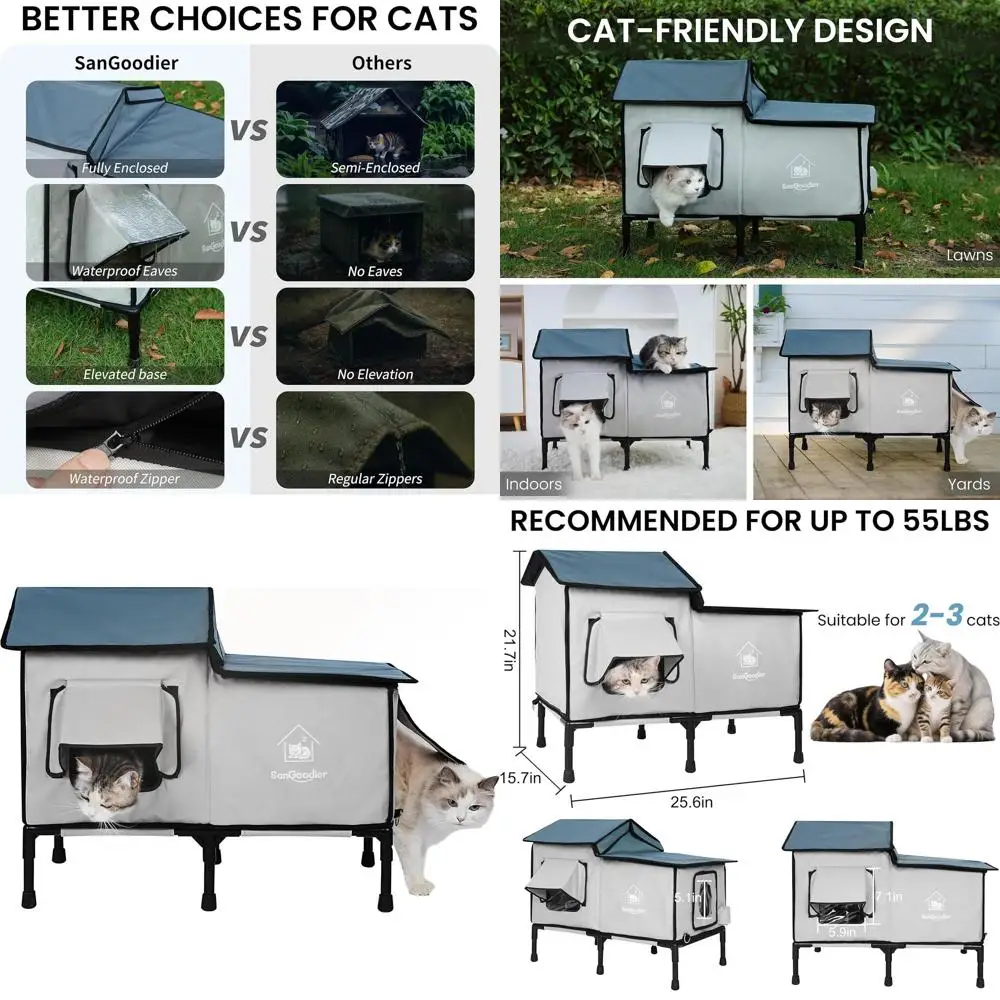 

Durable Outdoor Insulated Cat House for All Weather, Suitable for Gardens and Patios