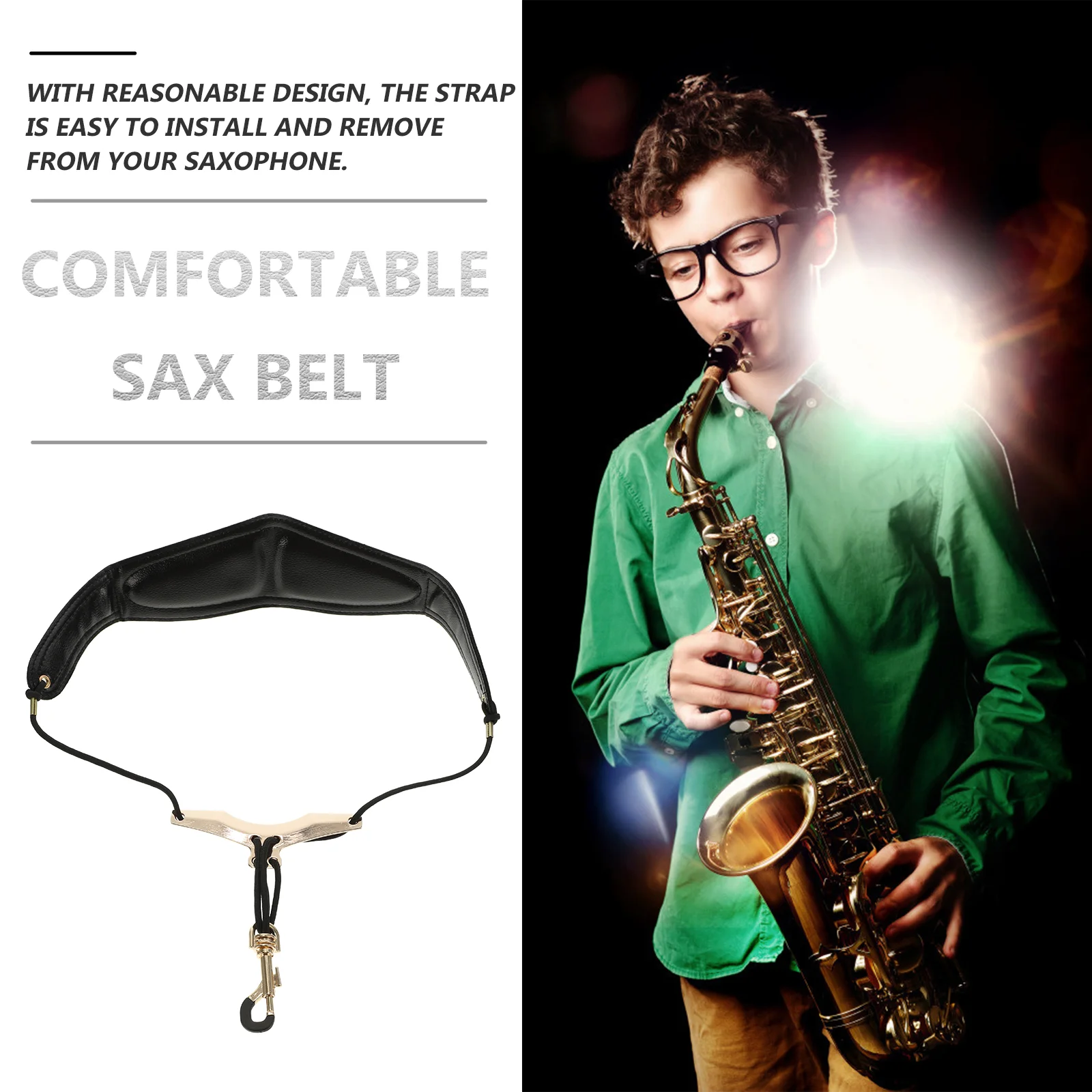 Saxophone Strap Saxophone Neck Strap with Metal Snap Adjustable Padded Sax Harness Strap