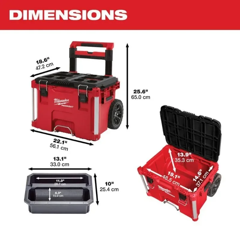 MILWAUKEE 48-22-8426 PACKOUT™ Rolling Tool Box Power Tool Accessories Milwaukee Tool Storage Box Car