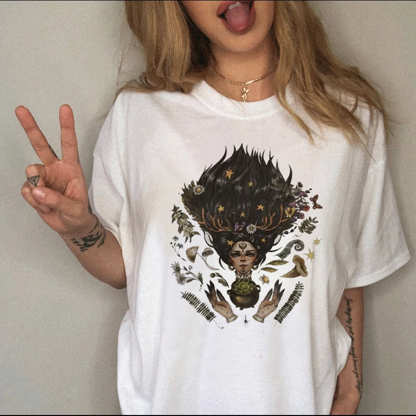 2022 New Summer 90s T-shirt Cartoon Printing Women\'s T-shirt Simple All-match Short-sleeved Round Neck Large Size T-shirt Women