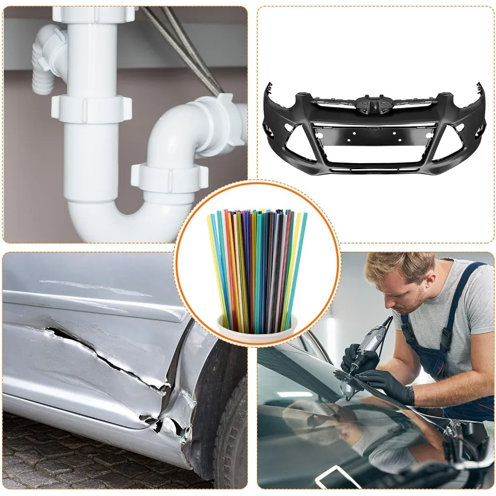 MECCANIXITY 20pcs 8 Inch Plastic Welding Rods PPR Welding Strips Welder Rods for Plastic Welder,Car Bumper, Kayak Repair, Black