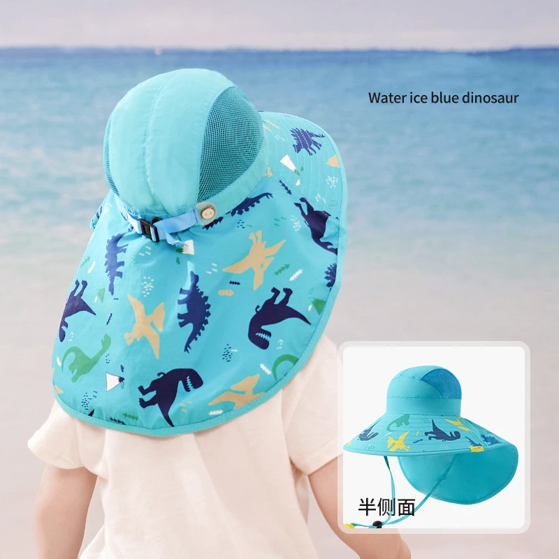 Cartoon Children Summer Foldable Sun Fisherman Hat Boys Girls Wide Brim Casual Travel Beach Sunscreen UV Protection Cap