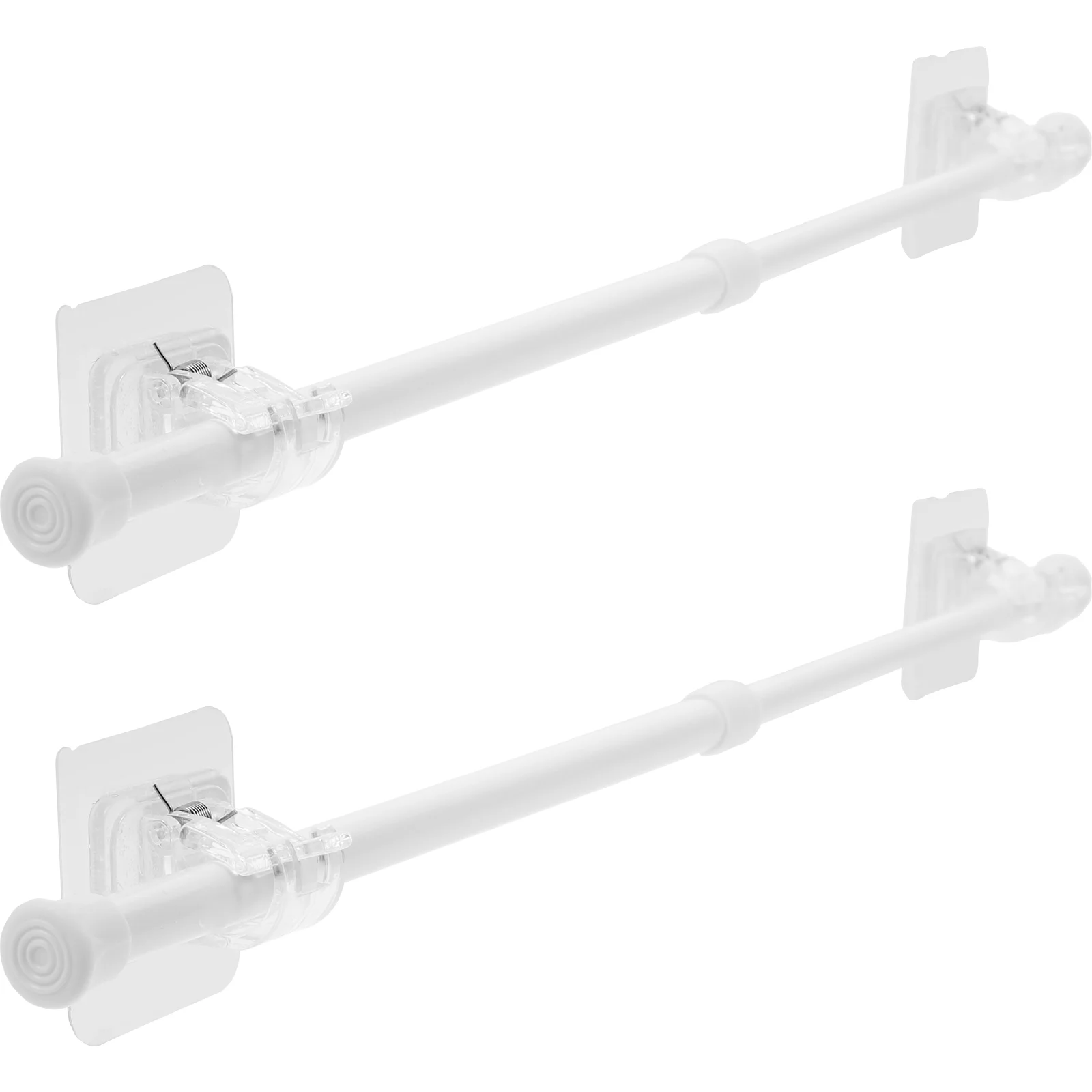 2 Sets Shower Curtain Rod Telescopic Holders Hanger Hangers No Drilling Brackets