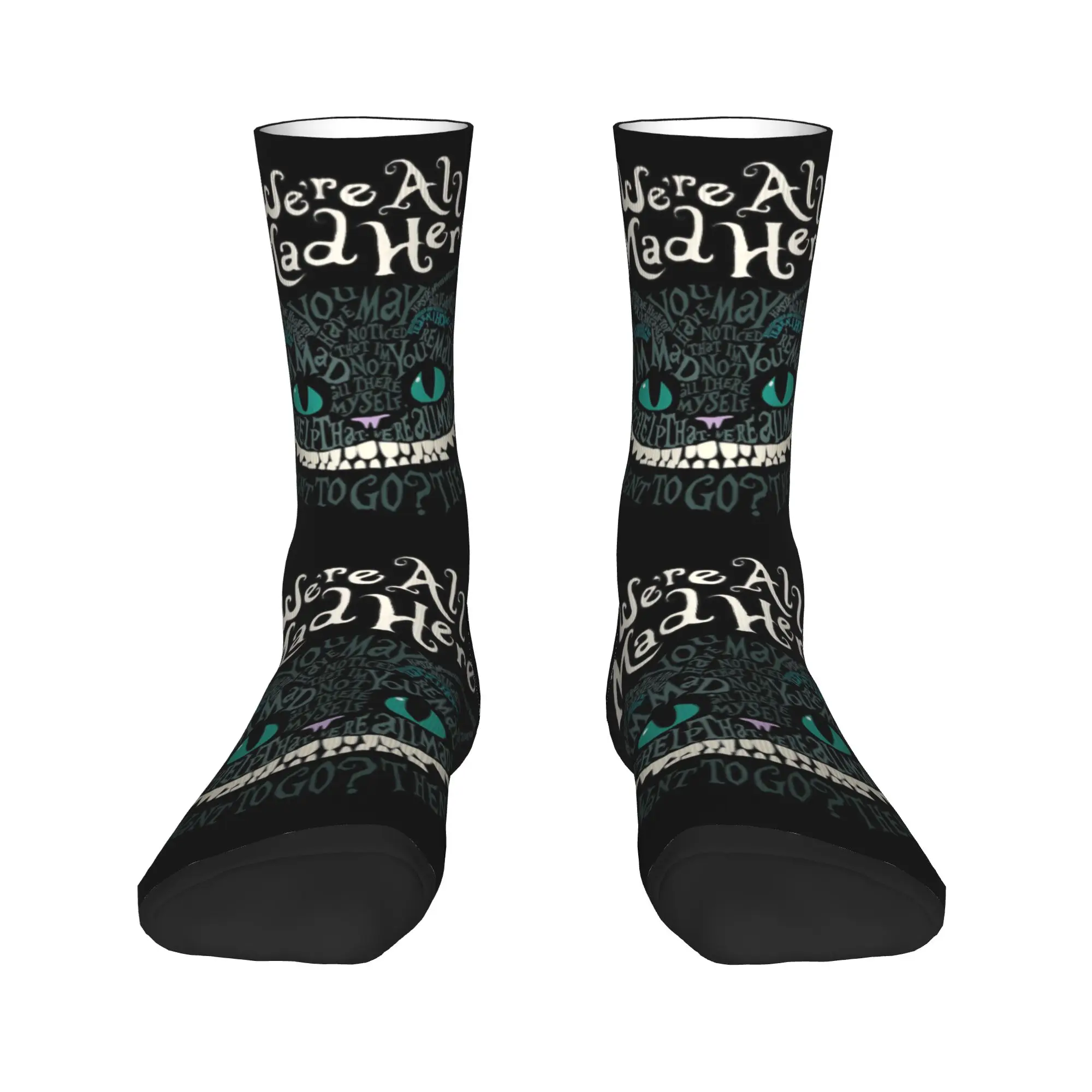 

Alice In Wonderland Cheshire Cat Mens Crew Socks Unisex Fashion Spring Summer Autumn Winter Dress Socks