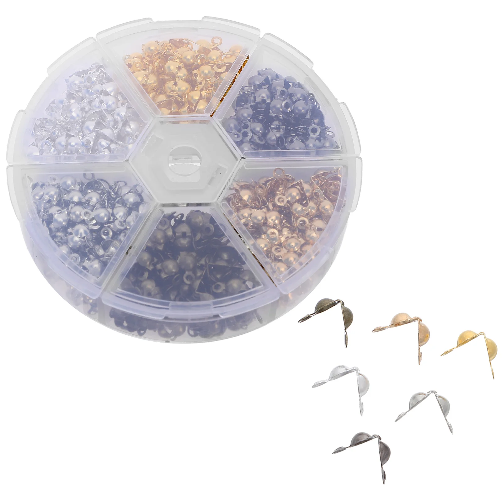 600 قطعة نهاية قلادة مشبك 6 ألوان أضعاف أكثر من تجعيد الخرز لصنع المجوهرات قبعات نهاية معدنية صدفي حبة نصائح Craft بها بنفسك الحرفية