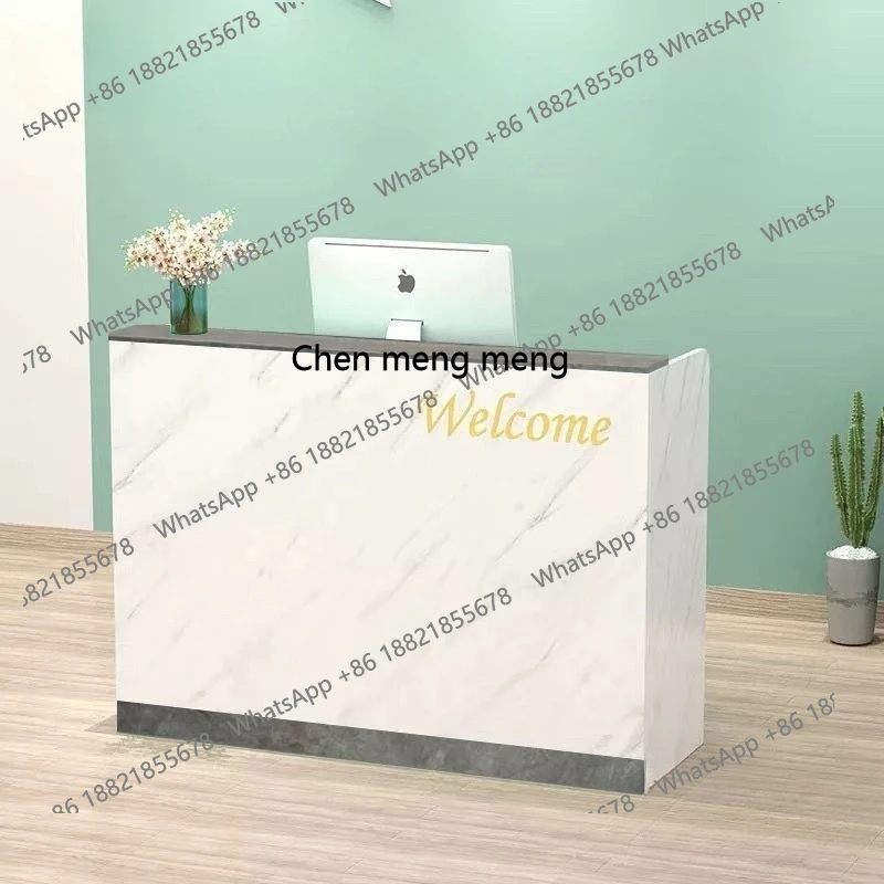 X مكتب الاستقبال، صفحة الخروج لصالون التجميل، متجر طلاء صغير، طاولة حديثة وبسيطة