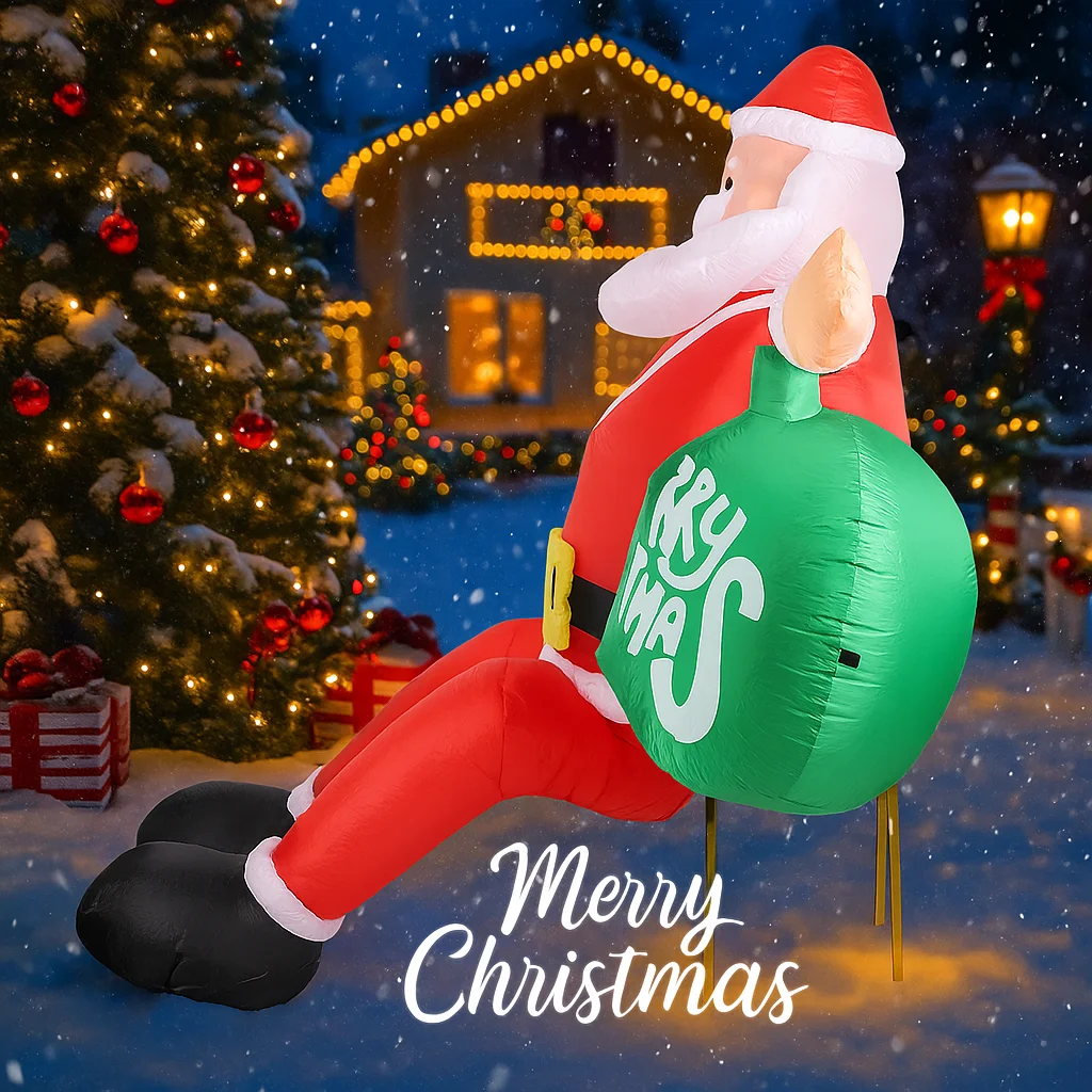 7.9ft brinquedos infláveis de natal quintal gramado festa decoração papai noel bola de natal suprimentos para casa ornamento presente com luz led