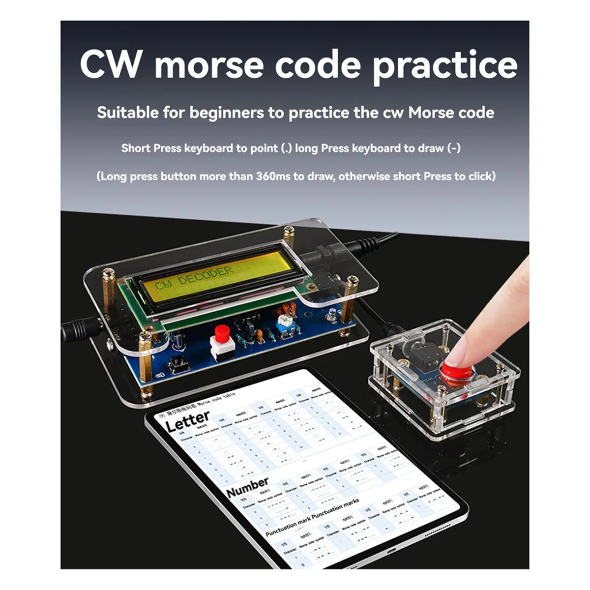 CW Trainer Morse Code Training Morse Code Decoder Components DIY Electronic Component Kit US PLUG A