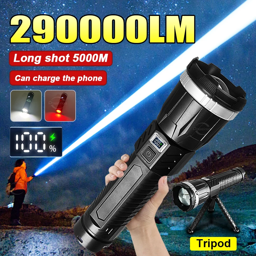

Супермощный фонарь 29000000LM, перезаряжаемый светодиодный фонарь высокой мощности со встроенными 3*18650 элементами, большой апертурой, для кемпинга, COB-фонарь