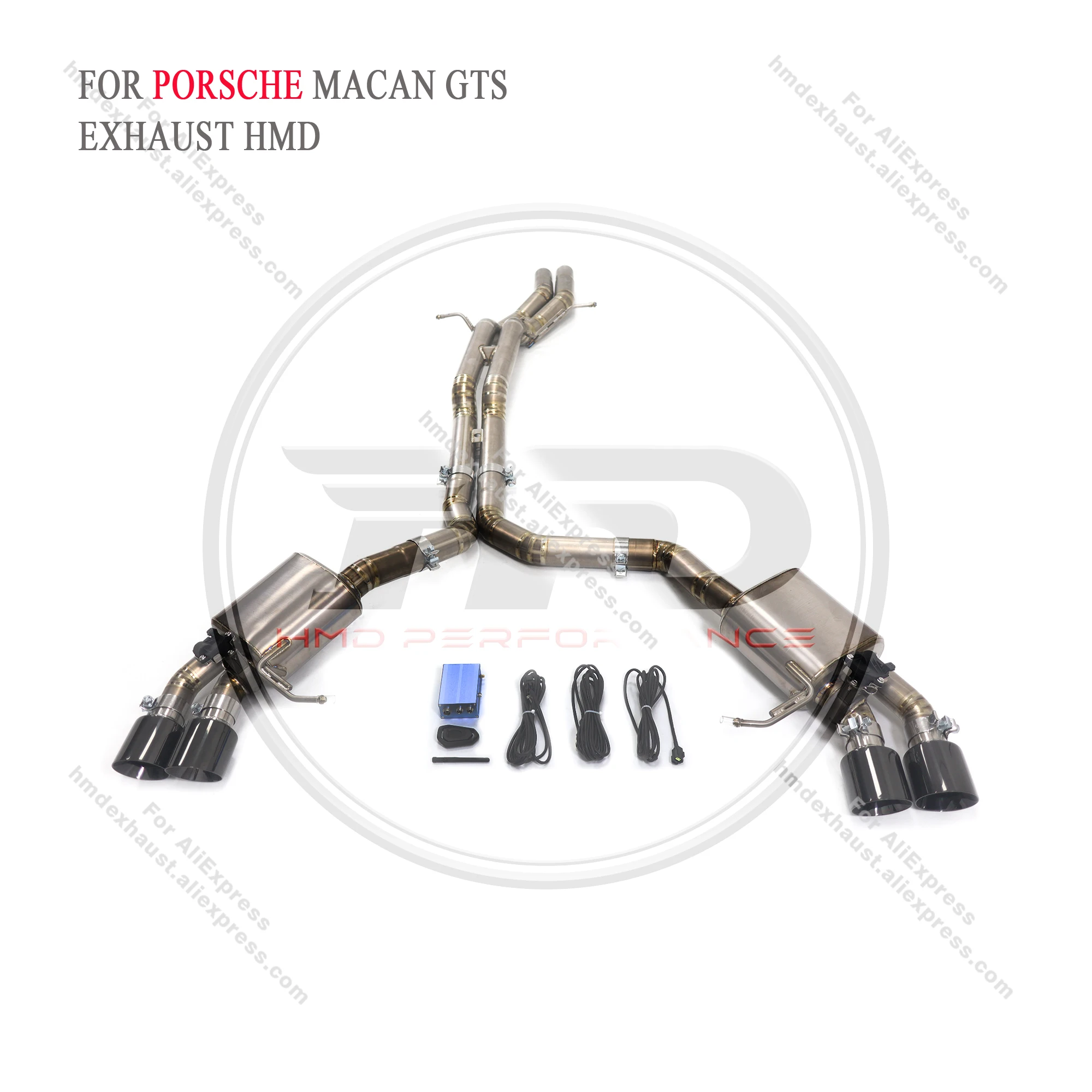 

HMD Titanium Exhaust System Performance Catback for Porsche Macan S GTS 3.0T Valve Muffler With Titanium Golden Tips