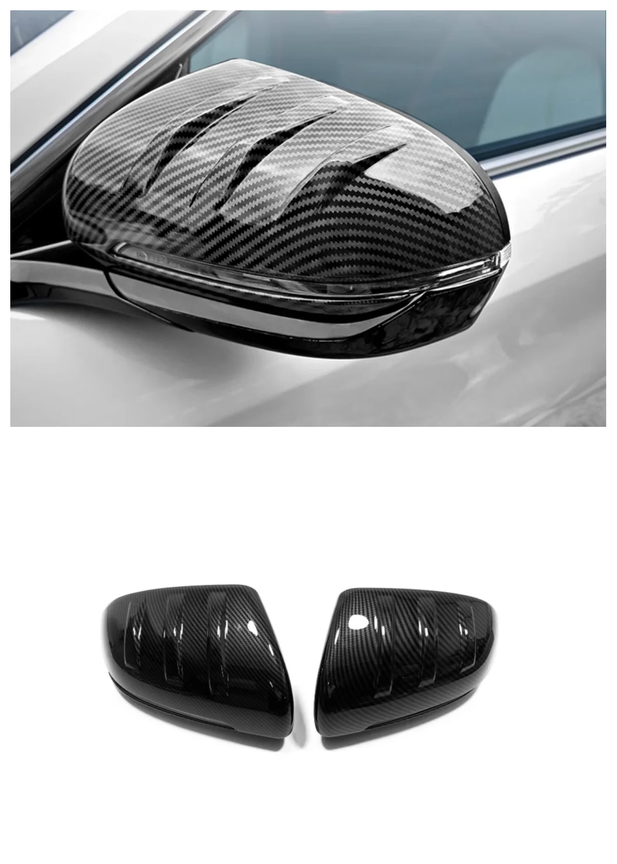 

Suitable for BYD Yuan PLUS ATTO3 2023 rearview mirror rearview mirror rain eyebrow ABS Parts Bright black carbon fibre silvery