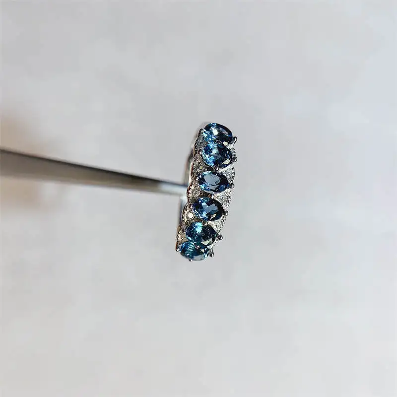 

Natural Blue Topaz Ring for Women 925 Sterling Silver Engagement Wedding Stacking Ring Fine Jewelry New Gift