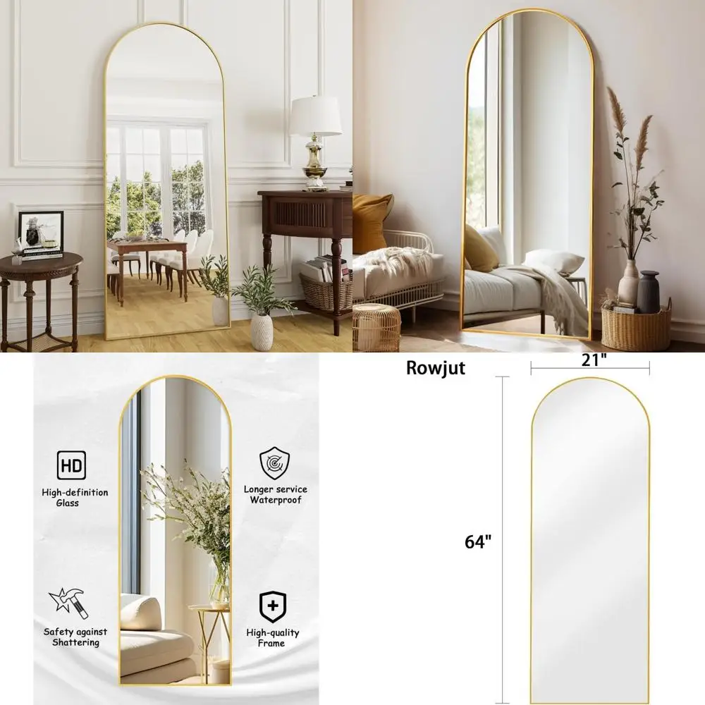 

Large Arched Floor Mirror Full Length Standing Leaning Wall Mirror for Bedroom and Full Body Reflection