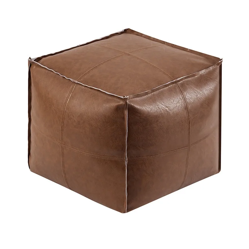 

Light luxury leather pier tatami floor cushion living room home creative oil wax leather futon bay window