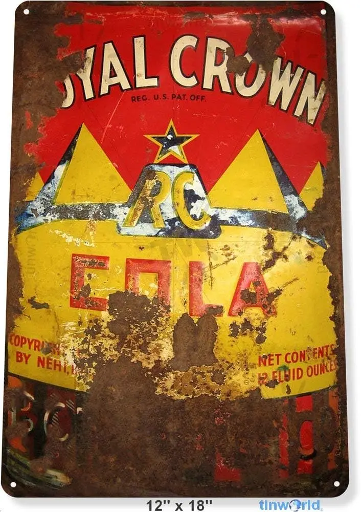 TIN SIGN Rusty RC Cola Metal Decor Wall Art Royal Crown Shop Soda-aluminum sign