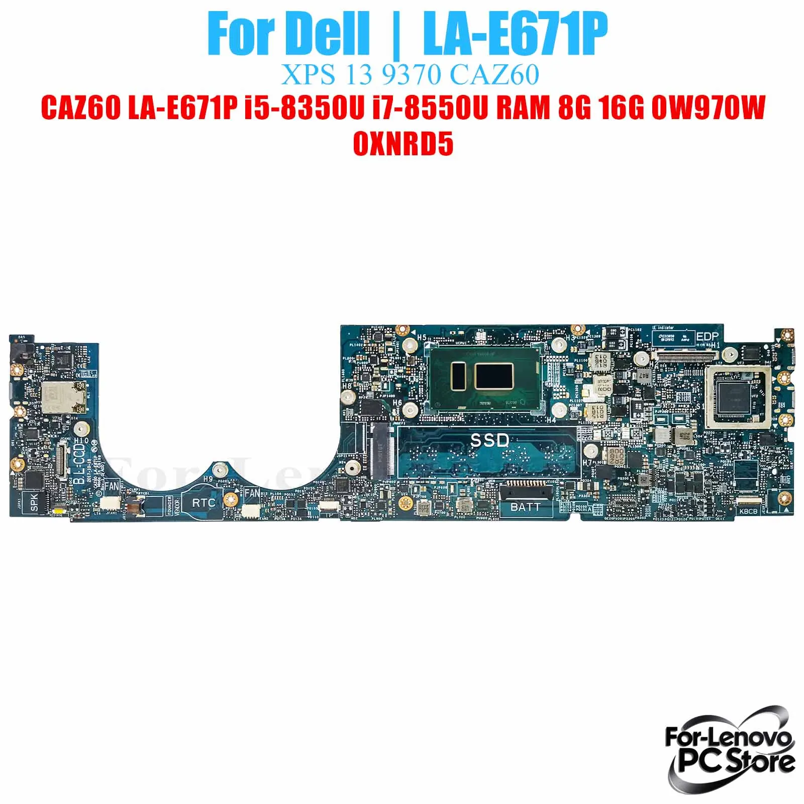 

LA-E671P для DELL XPS 13 9370 LA-E671P, материнская плата для ноутбука i3 i5 i7, процессор, 100% протестированная материнская плата для ноутбука