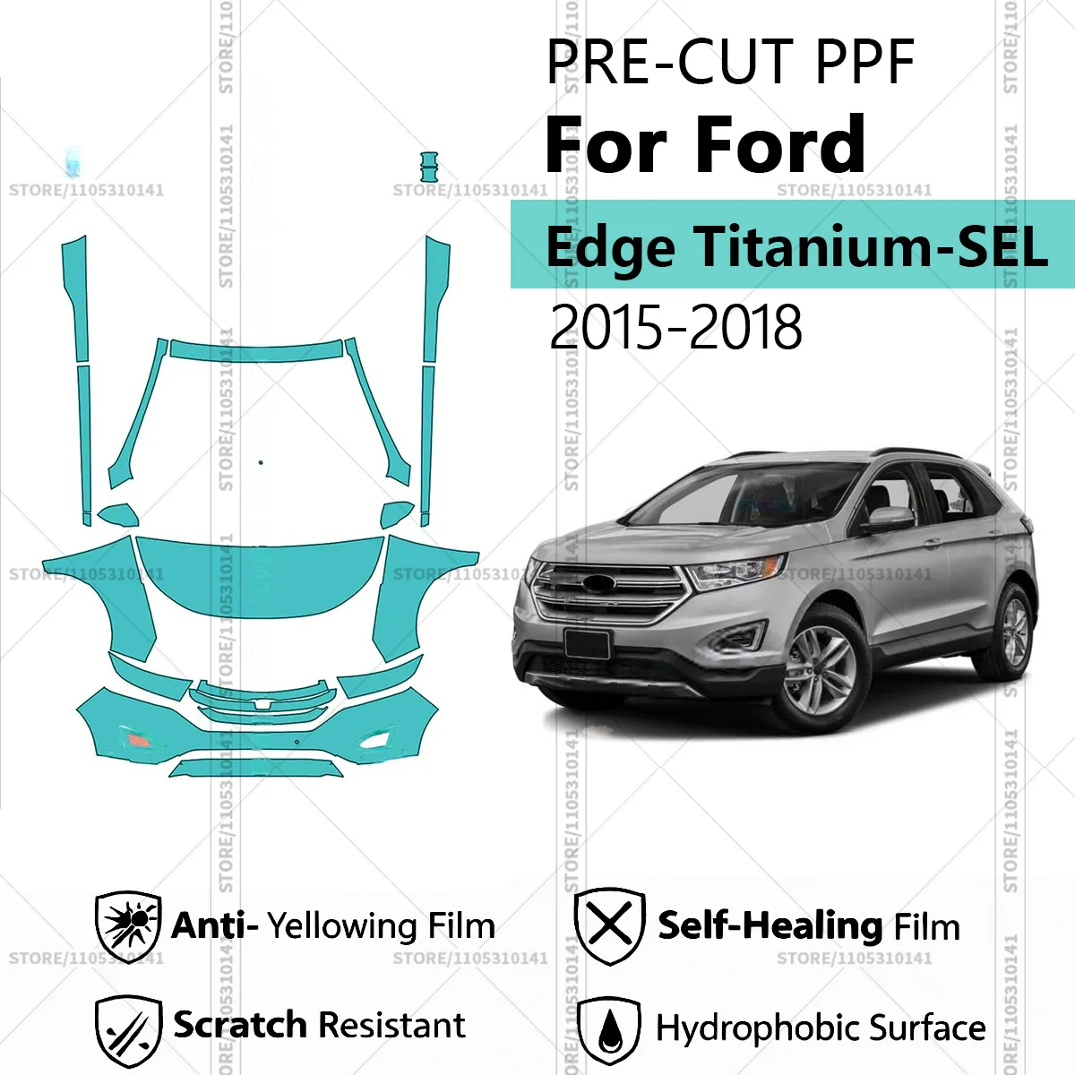 

Предварительно нарезанная прозрачная защитная пленка PPF для автомобилей, профессиональная автомобильная пленка PPF для Ford Edge Titanium-SEL 2015-2018